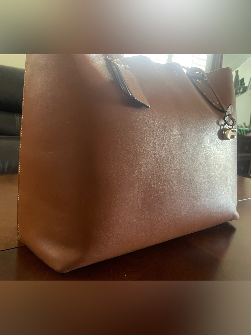 Coach Refined Calf Leather Tote Brown Laptop Bag - Picture 7 of 16